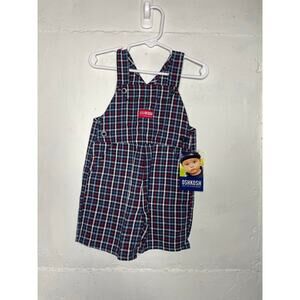NEW Vintage Oshkosh baby Overalls Plaid Red Blue Size 12 Months